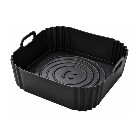 Wkład silikonowy do airfryer forma do frytkownicy beztłuszczowej 19x19x5,5 cm S38 czarny i szarobrązowy